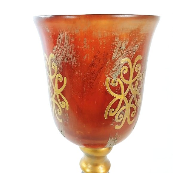 Candle Holder Transparent Amber Stemmed Table Decor 16" Tall Uttermost by Design - Picture 2 of 9